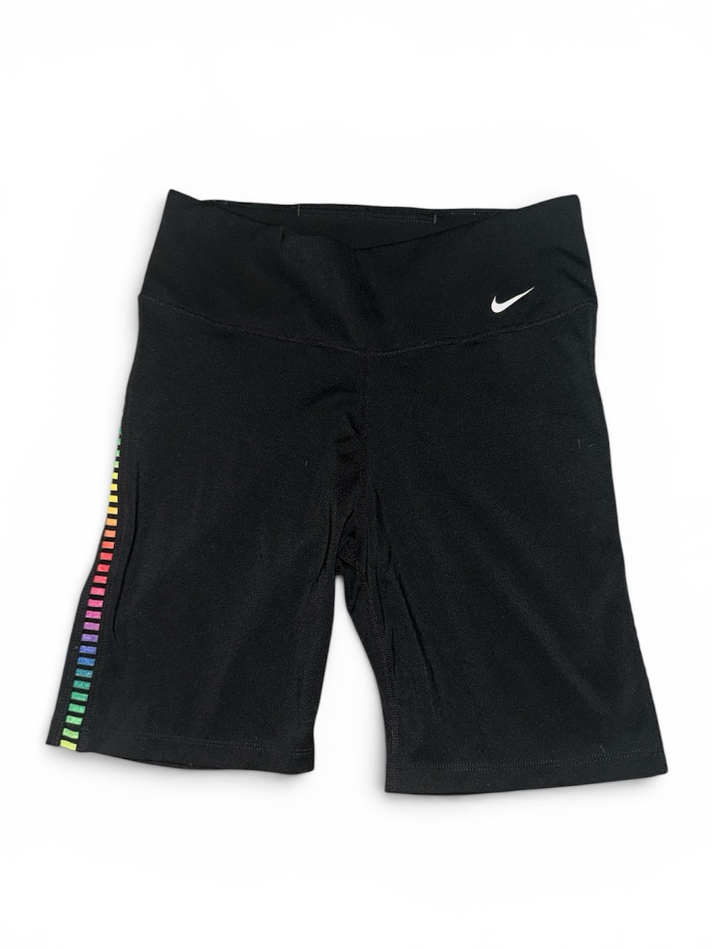 Nike Dri-FIT Bike Shorts Women’s Medium Black Rainbow Side Panel women’s size M